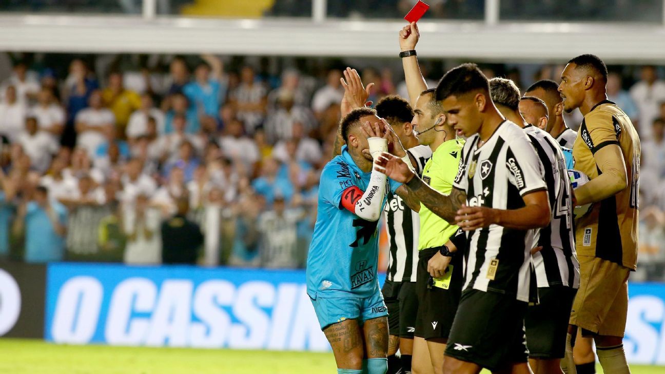 Neymar's unusual expulsion in Santos's defeat against Botafogo