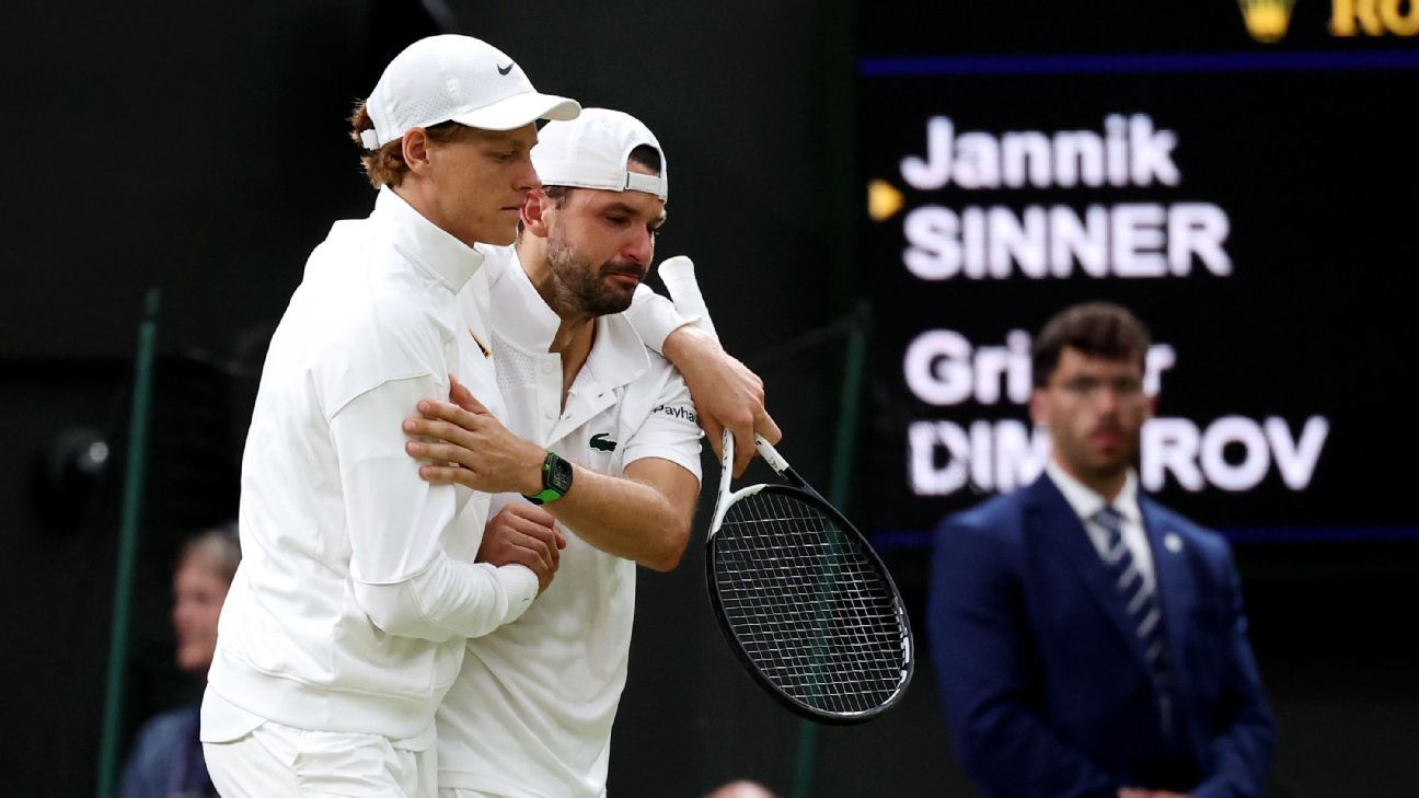 The specimen of Sinner with Dimitrov after retiring due to injury in Wimbledon

