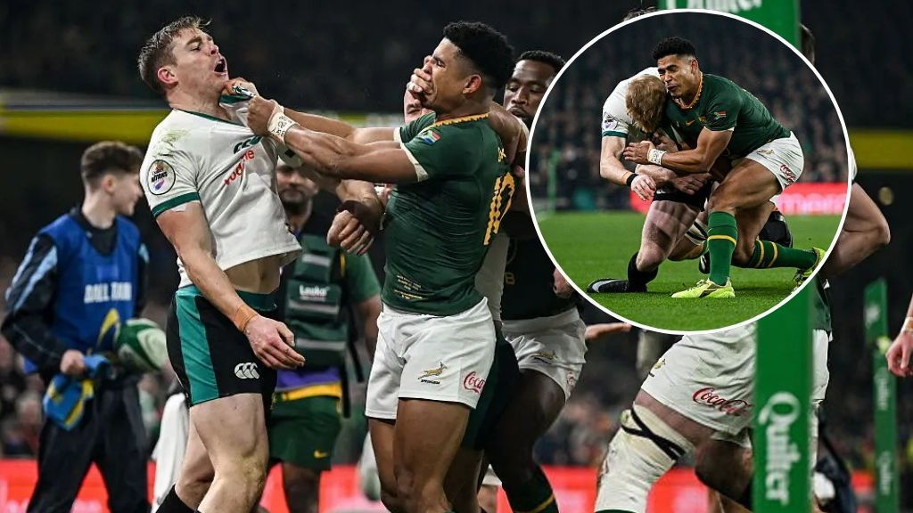 Sacha Feinberg-Mngomezulu's action that generated controversy Ireland vs South Africa

