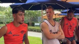 ‘IceMan’ Neuer giving a lecture to young people before the World Cup