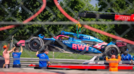 The promising Ugochukwu crashes in his test with an Alpine F1 in Monza
