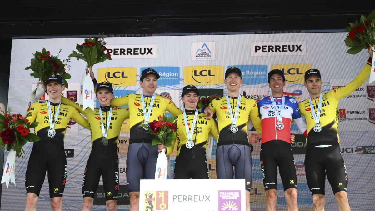 Visma wins the team time trial of the Auvergne-Rhône-Alpes Tour and Alex Baudin remains the leader