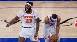 Mitchell Robinson reinforces the paint of the Boston Celtics