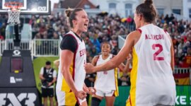 The Spanish women’s 3×3 team, European runners-up after losing to the Netherlands